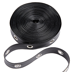 Черный Плоский шнур из искусственной кожи, люверсная лента из платинового сплава, для изготовления ювелирных изделий, чёрные, 19x1 мм, отверстие : 6 мм