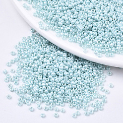 Pale Turquoise Frosted Opaque Glass Seed Beads, Fit for Machine Eembroidery, Baking Paint, Round, Pale Turquoise, 2.5x1.5mm, Hole: 1mm, about 20000pcs/bag