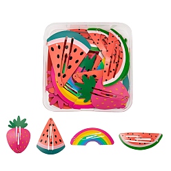 (52) Непрозрачная лаванда 24 шт. 4 окрашенные железные заколки для волос в стиле выпечки, для детского дня, радуга, арбуз и клубника, разноцветные, 49~55.5x21.5~38x2~4.4 мм, 6 шт / стиль