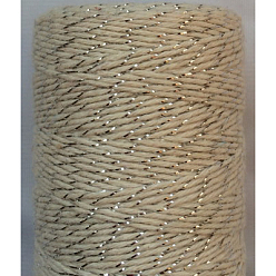 Серебро 4 слой хлопкового шнура макраме., витая хлопковая веревка, для поделок, Подарочная упаковка, серебряные, 1 мм, около 32.8 ярдов (30 м) / рулон