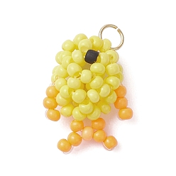 Желтый Подвески из стеклянных бусин, рыба, с целью перехода в кольце, желтые, 17.5x12.5x8.5 мм, отверстие : 3 мм