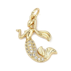 Настоящее золото 18K Стойка металлическая латунная микропрофилированная кубическая циркония подвески, без свинца и без кадмия, долговечный, русалка прелести, с целью перехода в кольце, реальный 18 k позолоченный, 20.5x16x2.5 мм