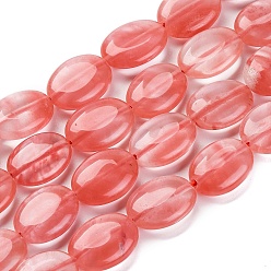 Вишневый Кварц Вишневого кварца стеклянные бусы пряди, Плоско-овальные, 18x13x6 мм, отверстие : 1.2 мм, около 22 шт / нитка, 15.55 дюйм (39.5 см)