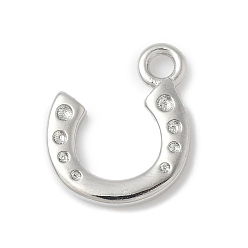 Платина U-образные латунные подвески, стойки покрытие, без свинца и без кадмия, платина, пригодный для стразов 0.7~1.2 мм, 14x12x2 мм, отверстие : 1.8 мм