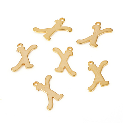 Letter X 201 подвески из нержавеющей стали, лазерная резка, буквы, золотые, letter.x: 15x12x1.2 мм, отверстие : 1 мм