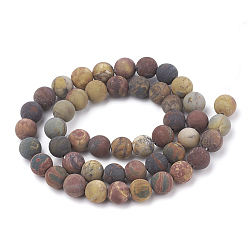 Picasso Jasper Natural Picasso Stone/Picasso Jasper Beads Strands, Frosted, Round, 8mm, Hole: 1mm, about 47pcs/strand, 15.5 inch