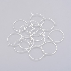 Серебро Латунные бокалы, обручание серьги, серебряный цвет гальваническим, 20 датчик, 28x24x0.8 мм