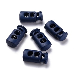 Прусский Синий Пластиковый пружинный стопорный цилиндр замка шнура, с железной фурнитурой, 2-луночное, платина, берлинская лазурь, 23.5x12x8.5 мм, отверстие : 6x3.5 мм