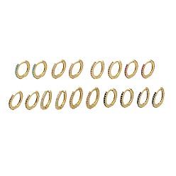 Настоящее золото 18K Серьги-кольца из латуни с микропаве из кубического циркония, долговечный, без свинца и без кадмия, реальный 18 k позолоченный, 14x15x1.7 мм