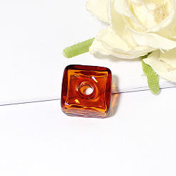 Красный Кулон ручной работы в виде флакона духов лэмпворк, квадрат и сердце, красные, 20x20 мм