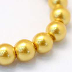 Gold Baking Painted Pearlized Glass Pearl Round Bead Strands, Gold, 10~11mm, Hole: 1.5mm, about 80~85pcs/strand, 31.4 inch1.5mm