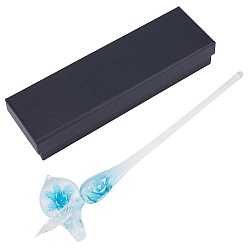 Темно-Голубой Набор для погружной ручки и держателя для ручки, с цветочным узором и упаковочной коробкой, глубокое синее небо, 49~180x26x16x9.5~13 мм, отверстие : 7 мм, 2 шт / коробка