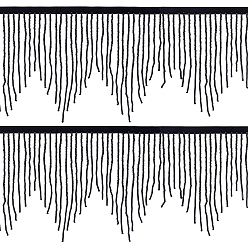 Черный 1 отделка бахромы на стекле, украшение для штор из бисера, аксессуары для костюма, с пластиковой жемчужины, чёрные, 140 мм