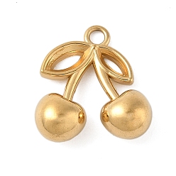 Настоящее золото 18K 304 подвески из нержавеющей стали, вишня, реальный 18 k позолоченный, 16x14.5x6 мм, отверстие : 1.8 мм