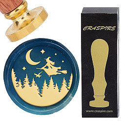 Witch Латунные восковые печати с деревянной ручкой, для diy scrapbooking, ведьма, 25 мм