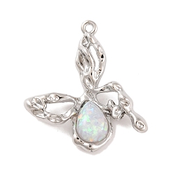 Бабочка Подвески из сплава и смолы, фактурные подвески, платина, бабочка, 28x30x6 мм, отверстие : 1.5 мм