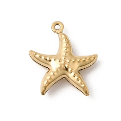 Морская звезда Подвески из нержавеющей стали 304, реальный 18 k позолоченный, ионное покрытие (ip), долговечный, очарование морской звезды, 17.5x15.5x4.5 мм, отверстие : 1 мм