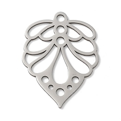 Нержавеющая Сталь Цвет 201 подвески из нержавеющей стали, лазерная резка, очарование листа, анти-тускнение, цвет нержавеющей стали, 35x26x1 мм, отверстие : 2.5 мм