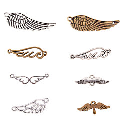 Mixed Color Tibetan Style Alloy Wing Links connectors, Mixed Color, 7.4x7.2x1.7cm, 40pcs/box