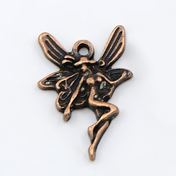 Красная Медь Сплавочные подвески тибетского стиля, ангел, Красная медь, без свинца и без никеля и без кадмия , 22.5x15x2.5 мм, Отверстие : 1.5 мм , около 690 шт / 1000 г