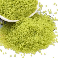 Желто-Зеленый Стеклянный бисер матового цвета, цилиндр, желто-зеленый, 1.6x1.3 мм, отверстие : 0.8 мм, Около 60000 шт / фунт