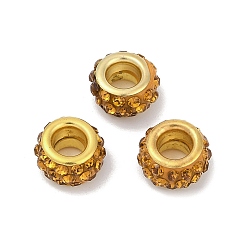 Перу Сплав горный хрусталь глина паве бусины, рондель, Перу, 11.5x6.5 мм, отверстие : 5 мм