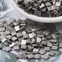 (TL190) Nickel Plated MIYUKI TILA Beads, Japanese Seed Beads, 2-Hole, (TL190) Nickel Plated, 5x5x1.9mm, Hole: 0.8mm, about 1180pcs/100g