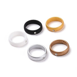 Mixed Color Silicone Finger Rings, with Rhinestone, Mixed Color, US Size 6, Inner Diameter: 17mm, 5pcs/bag
