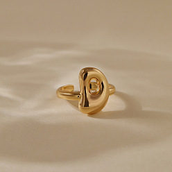 Letter D Латунные кольца-манжеты для женщин, буквы, долговечный, золотые, Буква D, внутренний диаметр: регулируемый