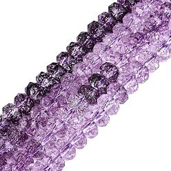 Средняя Орхидея Хрустящие прозрачные стеклянные бусины нити, рондель, граненые, средне орхидеи, 7.5~8x5~5.5 мм, отверстие : 1.2~1.4 мм, около 66~69 шт / нитка, 13.78~14.37 дюйм (35~36.5 см)