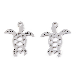 Нержавеющая Сталь Цвет Не тускнеющие 201 подвески из нержавеющей стали, очарование морской черепахи, цвет нержавеющей стали, 18.5x15x1 мм, отверстие : 1.5 мм