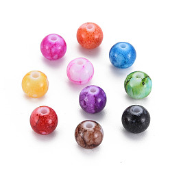 Mixed Color Baking Paint Opaque Acrylic Beads, Round, Mixed Color, 8mm, Hole: 1.5mm, about 1800pcs/500g