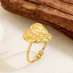 Oro 304 brazaletes abiertos de acero inoxidable para mujer, corazón, dorado, 15.5x13 mm, tamaño de EE. UU. 6 (16.5 mm)