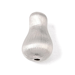 Platino Real Plateado 925 Cuentas de banco de estirado de plata esterlina, chapado en rack, larga duración plateado, pera, con 925 sello, Rodio plateado, Platino verdadero plateado, 16.5x10~10.5 mm, agujero: 1.6~1.8 mm