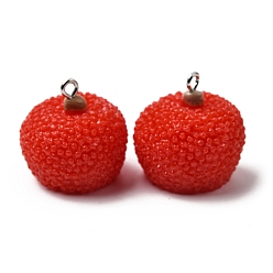 Litchi Подвески из непрозрачной смолы с изображением фруктов, с железным штифтом, красные, личи очарование, 23x23 мм, отверстие : 2 мм