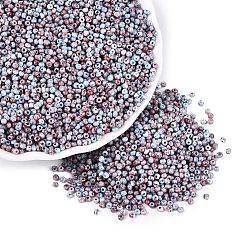 Indian Red Picasso Glass Seed Beads, Round Hole, Rondelle, Indian Red, 2~2.5x1.5~2mm, Hole: 0.7~0.8mm, about 36000pcs/pound
