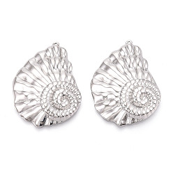 Нержавеющая Сталь Цвет 304 подвески из нержавеющей стали, очарование раковины, анти-тускнение, цвет нержавеющей стали, 47x34~35x6.5 мм, отверстие : 1.4 мм