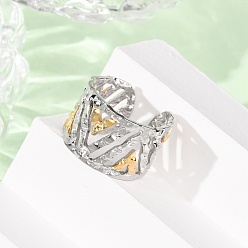 Золотой 304 кольца для манжет из нержавеющей стали с полой треугольной формой, ионное покрытие (ip), золотые, 14 мм, размер США 7 1/4 (17.5 мм)