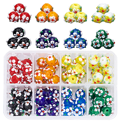Mixed Color Handmade Lampwork Beads, Flower, Mixed Color, 11~12x11~12x10mm, Hole: 1.5mm, 80pcs/box
