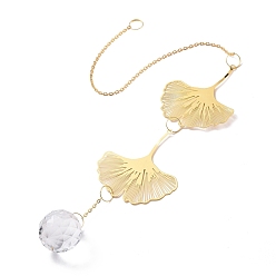 Золотой Кулон в виде ловца солнца из граненого стекла, с латунной и железной фурнитурой, для дома, садовый декор, гинкго лист, золотые, 465 мм