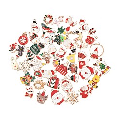 (52) Непрозрачная лаванда Рождественские эмали сплава подвески, золотой свет, разноцветные, 14~26.5x9~22x1~5.5 мм, отверстие : 1.5 мм