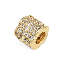 Прозрачный Латунь микропаве прозрачный кубический цирконий европейский бисер, бусины с большим отверстием, цветок, без кадмия и без свинца, реальный 18 k позолоченный, прозрачные, 6.5x7.5x7 мм, отверстие : 4 мм