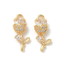 Настоящее золото 18K Латунные микро проложить кубического циркония подвески, , без никеля , реальный 18 k позолоченный, 16x7x4 мм, отверстие : 1.4 мм