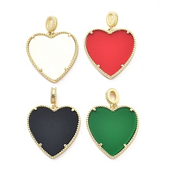 (52) Непрозрачная лаванда Стойки обшивки латунные подвески, cmолой, долговечный, без свинца и без кадмия, реальный 18 k позолоченный, сердце, разноцветные, 28.5x28x4 мм, отверстие : 5x3 мм