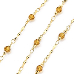Темно-Золотистый Латунные круглозвенные цепи, со стеклом, реальный 18 k позолоченный, пайки, без кадмия, без никеля и без свинца, с катушкой, темные золотарник, 12.5x4x4 мм