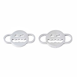 Stainless Steel Color Non-Tarnish Halloween Theme Expression 304 Stainless Steel Links Connectors, Grimace, Stainless Steel Color, 30.5x18x1.5mm, Hole: 5x7mm