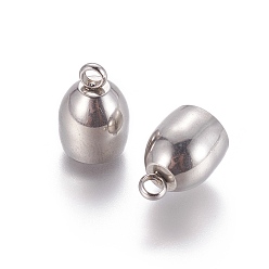 Stainless Steel Color Tarnish Resistant 202 Stainless Steel Cord Ends, End Caps, Stainless Steel Color, 14x10mm, Hole: 2.5mm, Inner Diameter: 8mm