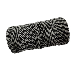 Schwarz Zweifarbige Baumwollfäden, Makramee-Schnur, dekorative Schnurfäden, für DIY, Geschenkverpackung und Schmuckherstellung, Schwarz, 2 mm, ca. 109.36 Yards (100 m)/Rolle
