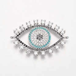 Платина Латунные микро проложить кубических ссылки циркония, глаз, глубокое синее небо, платина, 19x30x2.5 мм, отверстие : 1 мм