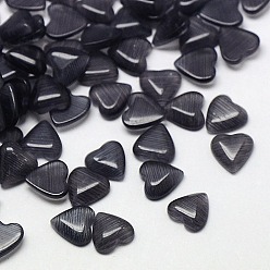 Серый Кабошоны кошачьего глаза, сердце, серые, 10x10x2.5 мм